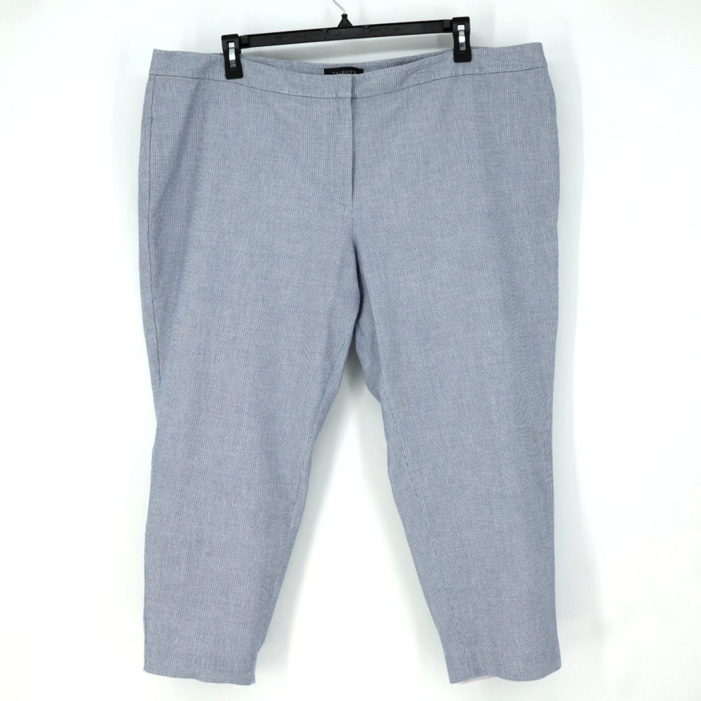 Talbots Woman Pants Plus Size Petites 22WP Blue Woven Cotton Tweed Lined Ankle